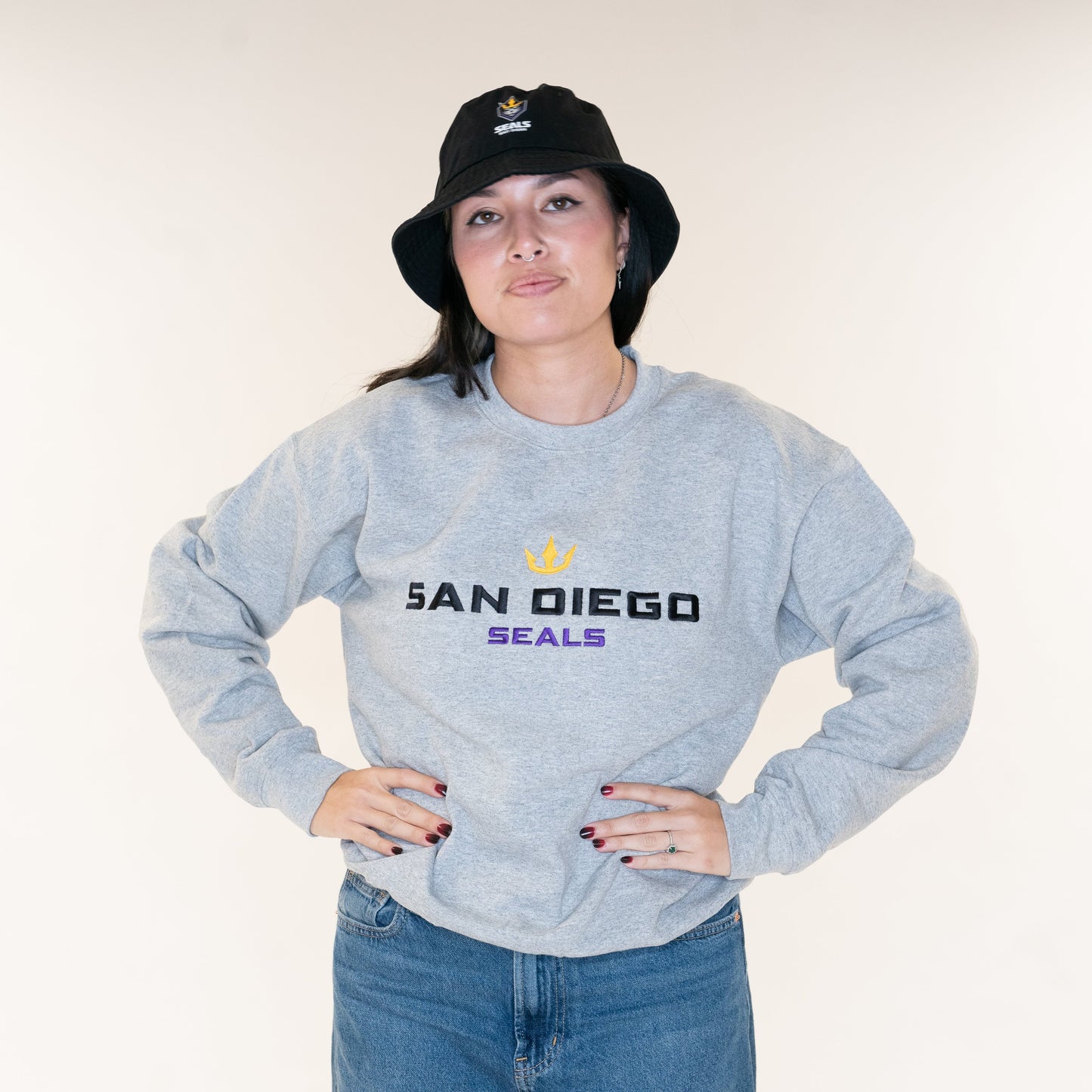 Grey Crewneck - Embroidered